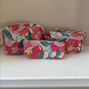 Vera Bradley Floral Cosmetic Bags - Pink and Green